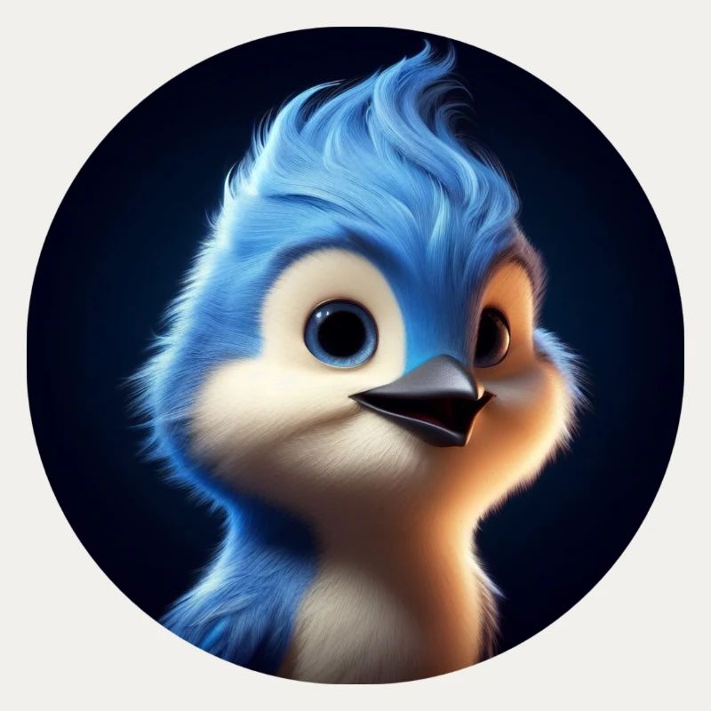 Blauer Vogel im Animationsstil