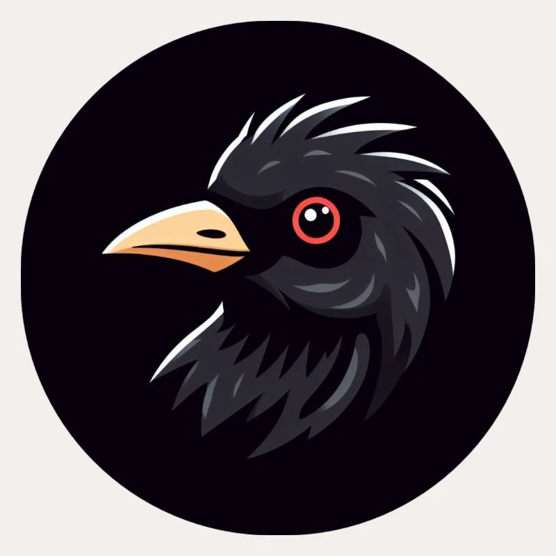Dessin animé merle oiseau noir avec œil rouge