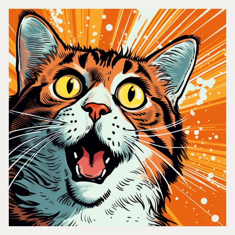 Illustration de chat expressive dans le style pop art
