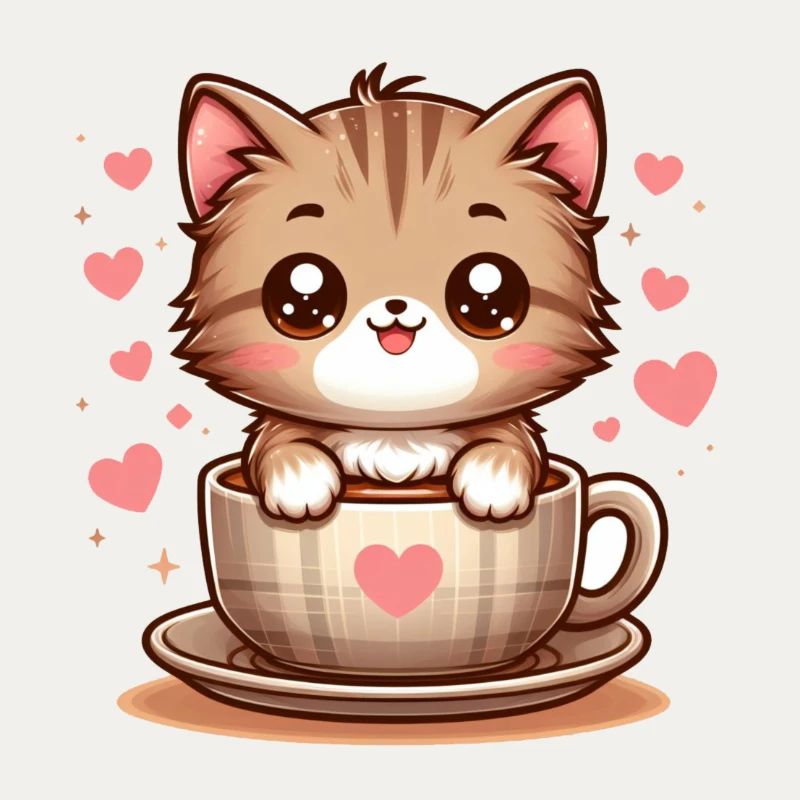 Katze mit Kaffeebecher 2