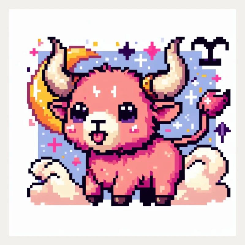 Süßes Sternzeichen Stier als Pixelart