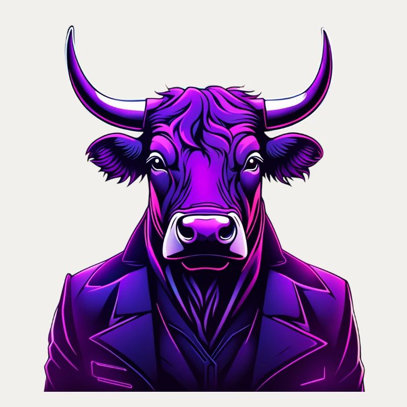 Taureau dans le style de tatouage coloré