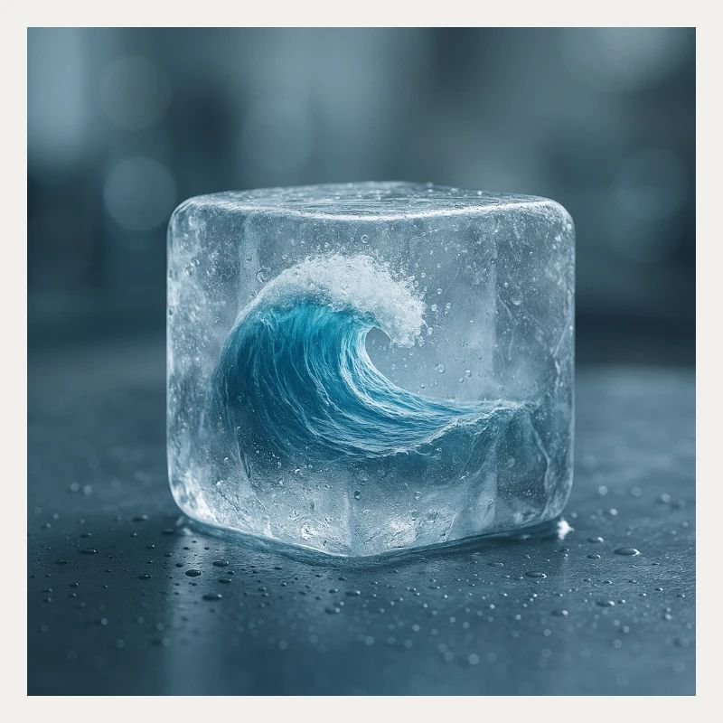Eisskulptur mit Meereswelle