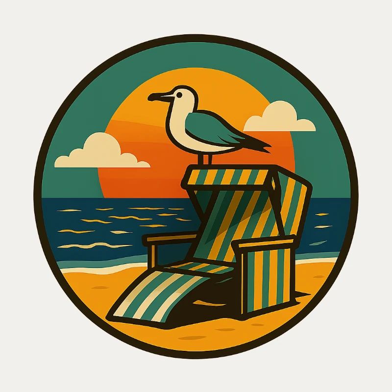 Chaise de plage design avec mouette