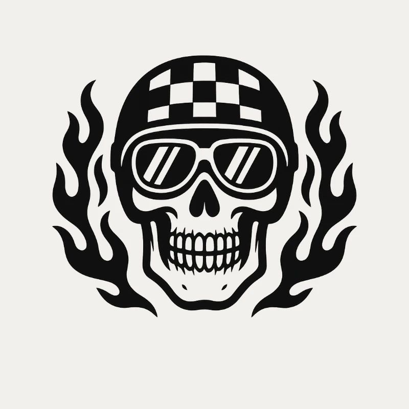 Flammen-Skull mit Checkerboard Helm