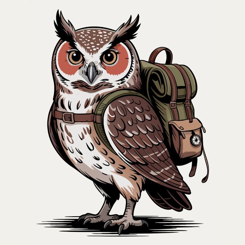 Eule mit Rucksack