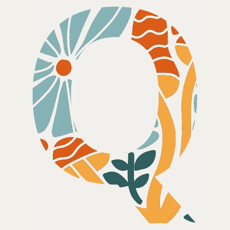 Buchstabe q Blumen groovy Geschenkidee