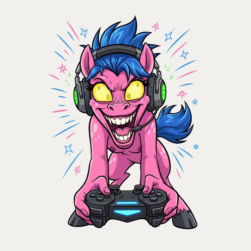 Gamer Pony Neon-Headset mit Blitzfarben Gaming 