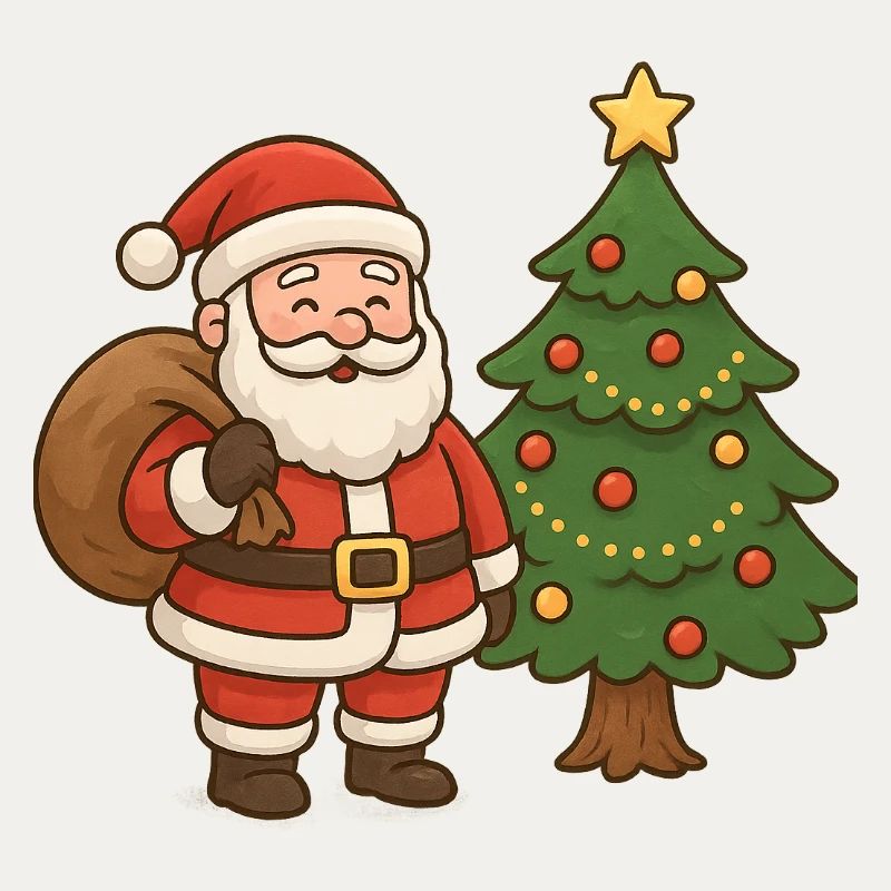 Santa Claus with Christmas Tree Illustration