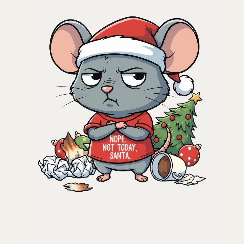 Grim Christmas Mouse with Funny Saying