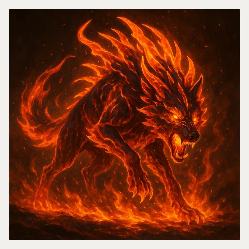 Lava-flammender Wolf