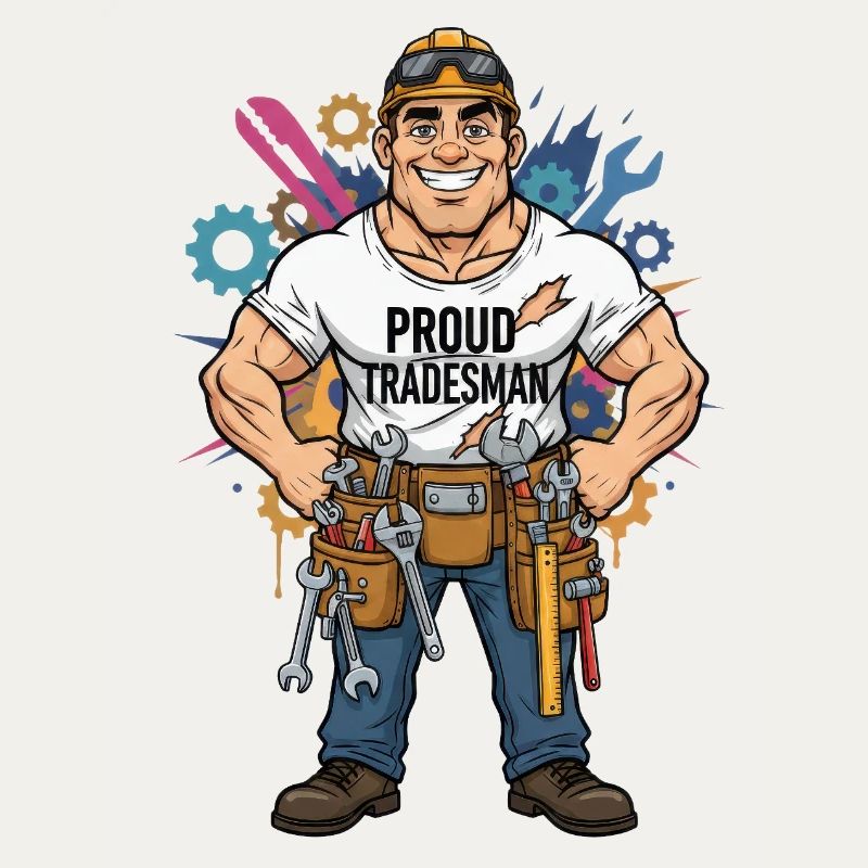 Stolzer Handwerker Comicstil Handwerk Beruf Design