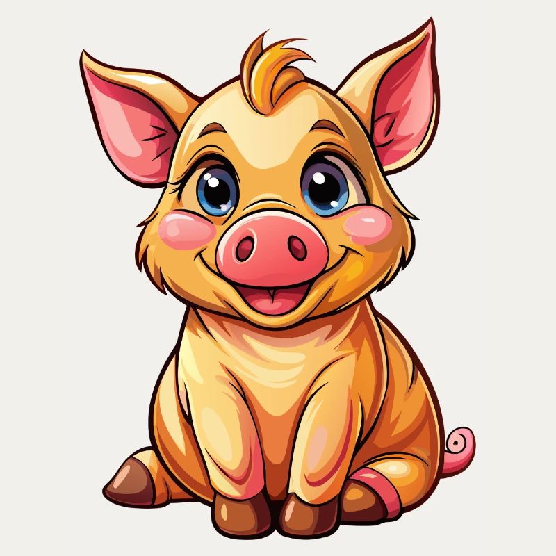 Sitzendes Schwein