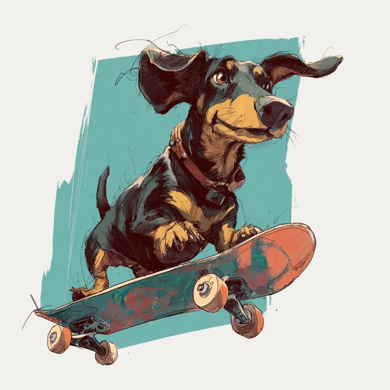 Skateboard-Dackel
