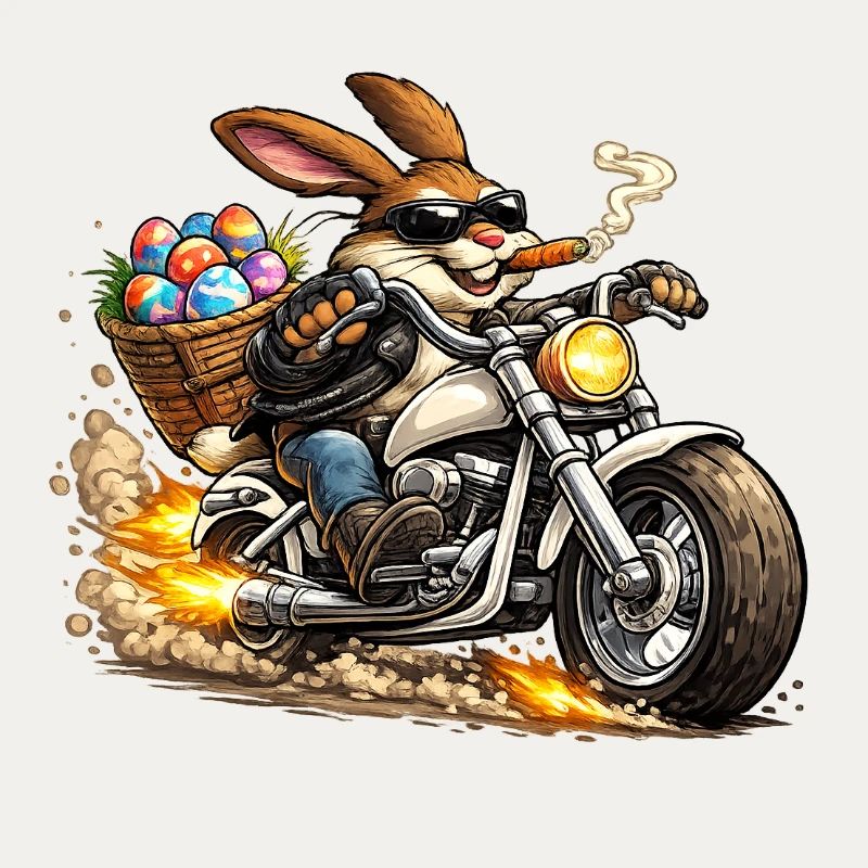 Lapin de Pâques à moto