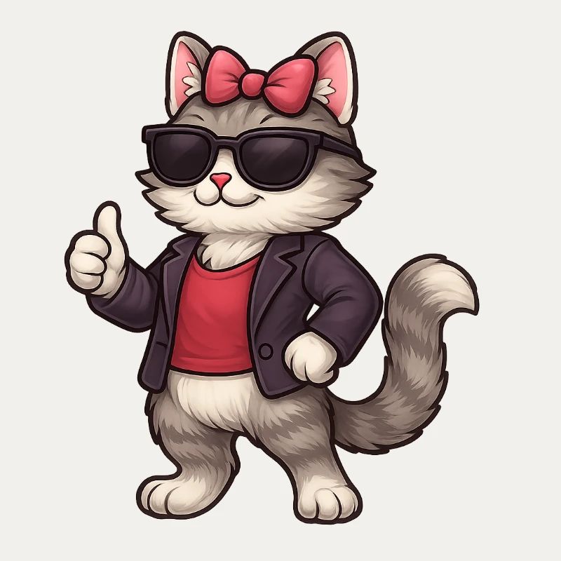Cool cat with leather jacket