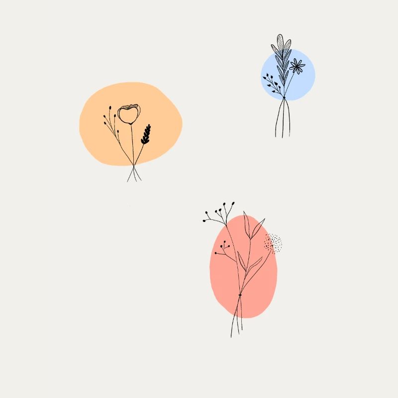 Pastel Blossoms Delicate Line Art