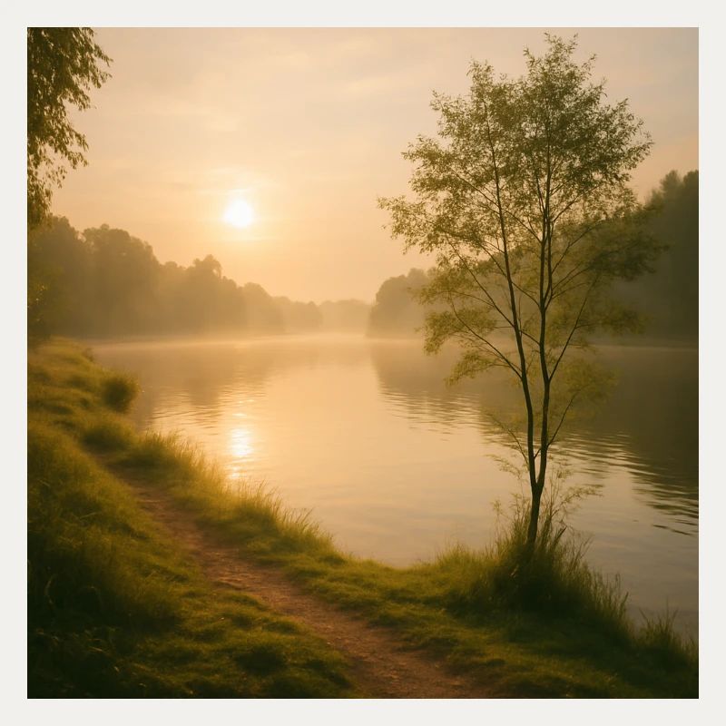 Morgengold am Flusspfad