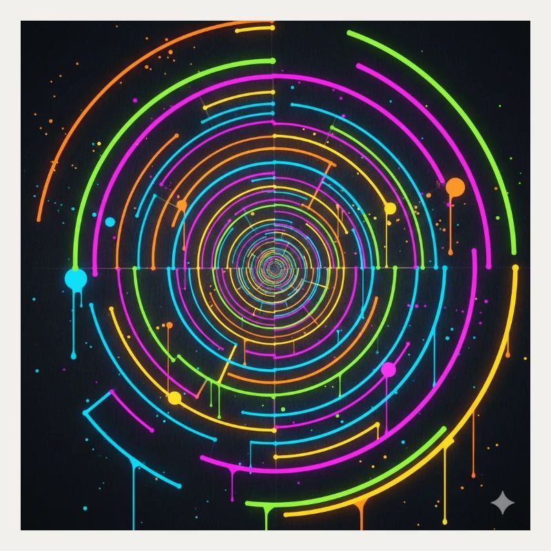 Jeu de couleurs en spirale de cercle néon