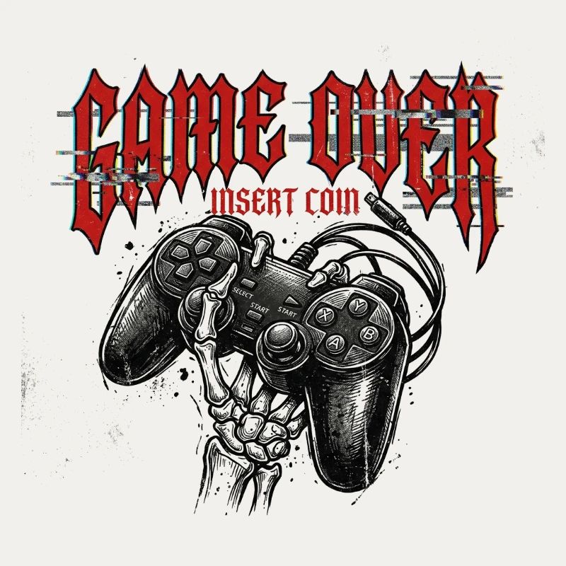 Game Over Retro Controller Grunge