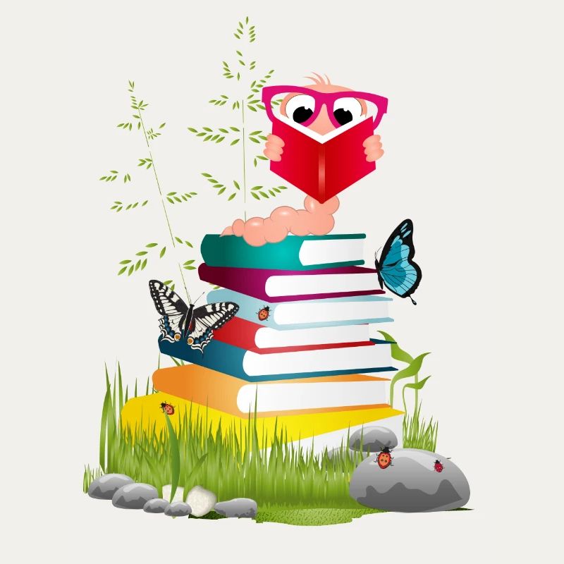 Knowledge-thirsty bookworm while reading a book