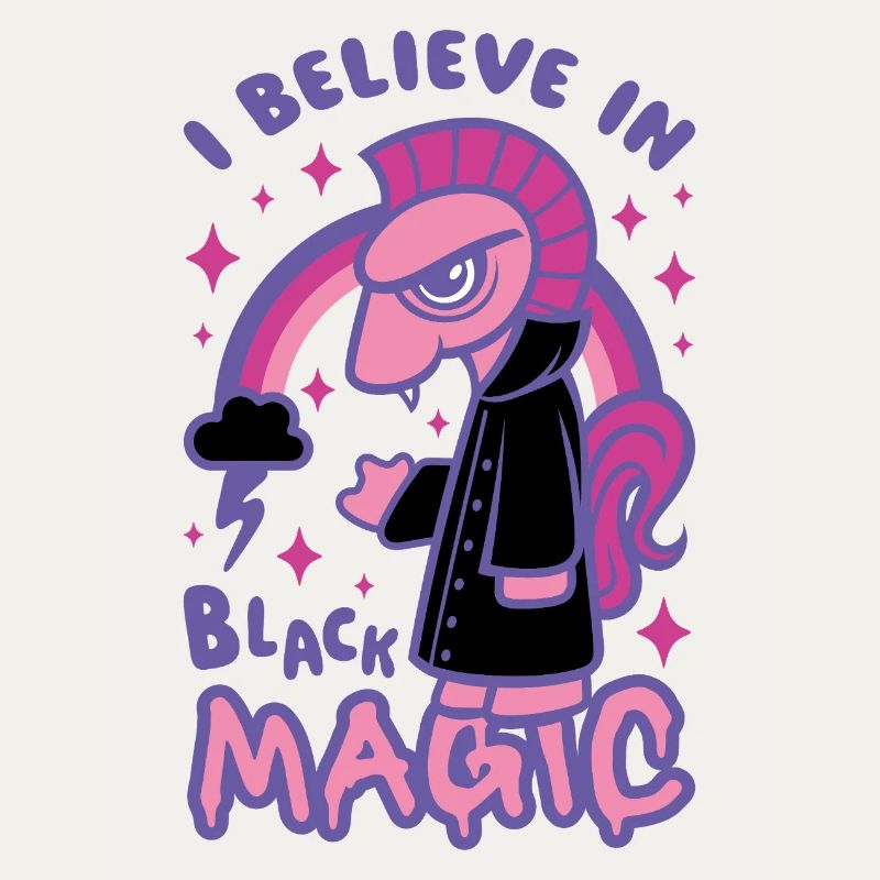 Grumpy Pink Pony Believes in Black Magic