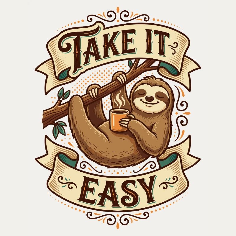 Take It Easy Sloth Motif