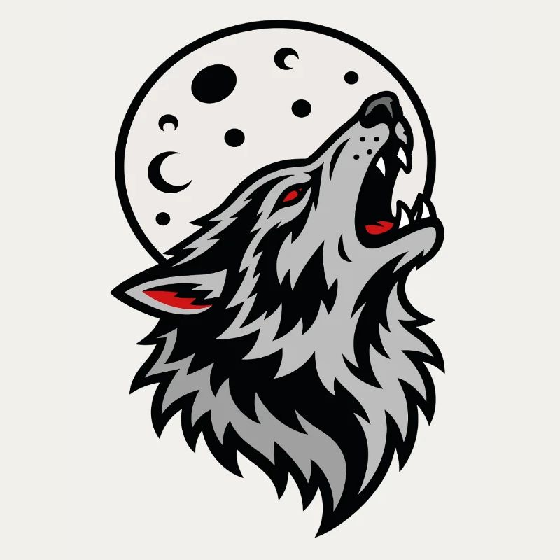 Wolf howling under the mystical full moon