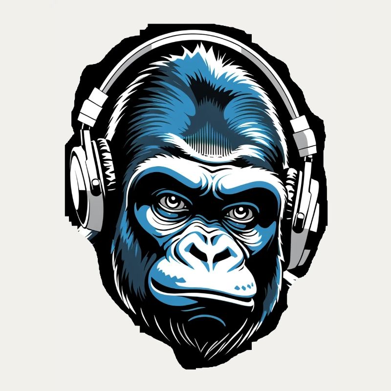 Musique Monkey Gorilla avec des écouteurs comme idée cadeau