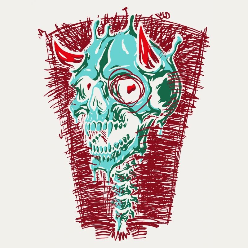 Crâne turquoise avec cornes