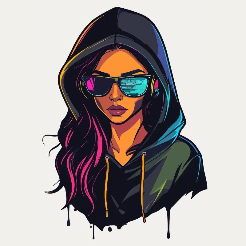 Hacker Programmer Developer Woman Portrait