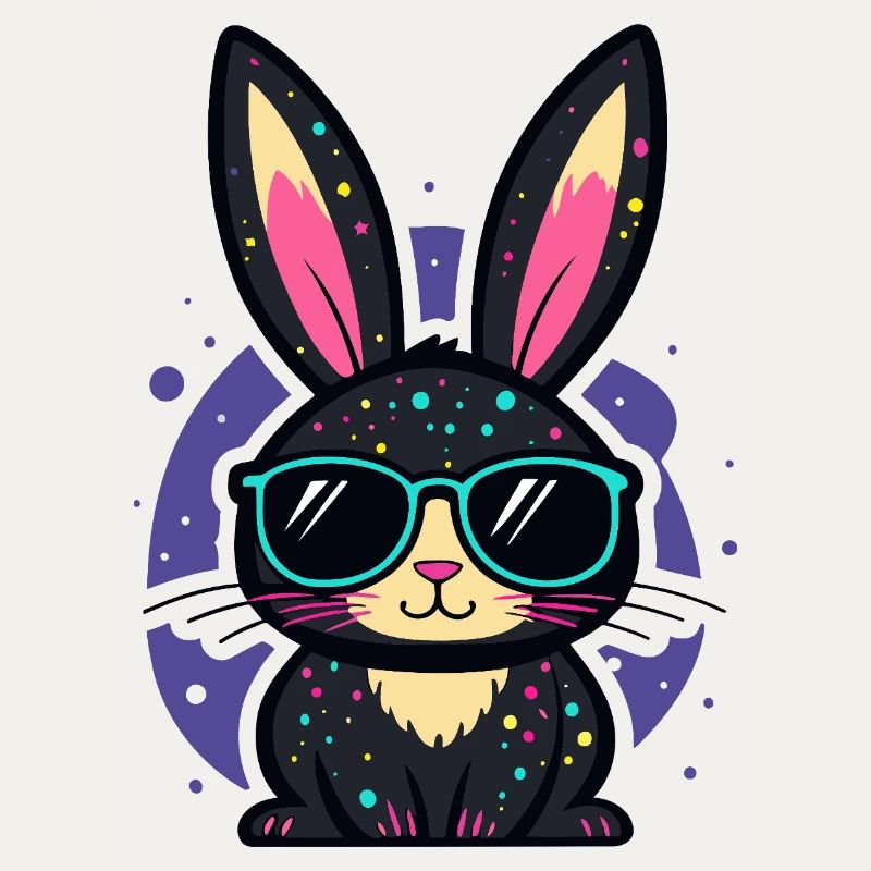 Lapin néon chic avec lunettes