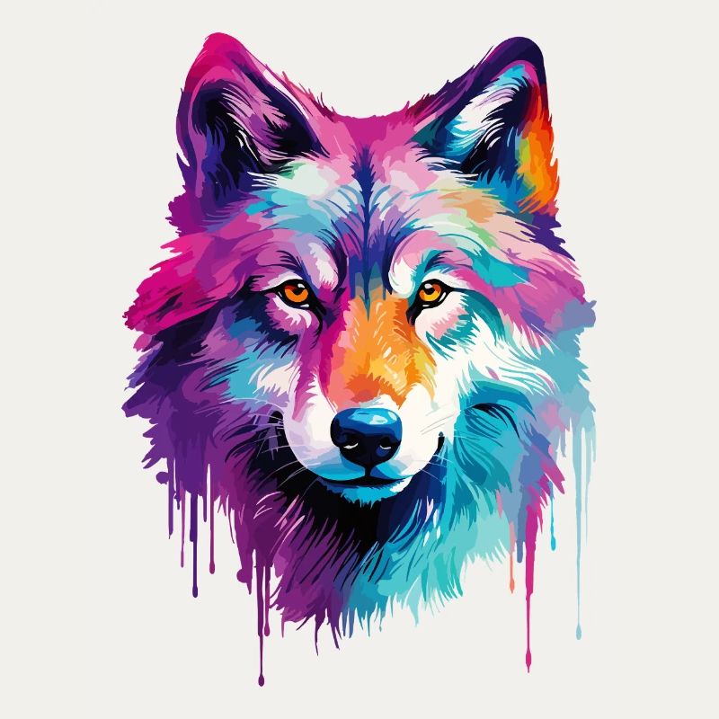 Wolf Wolf Head Predator Forest Nature Wilderness Colorful