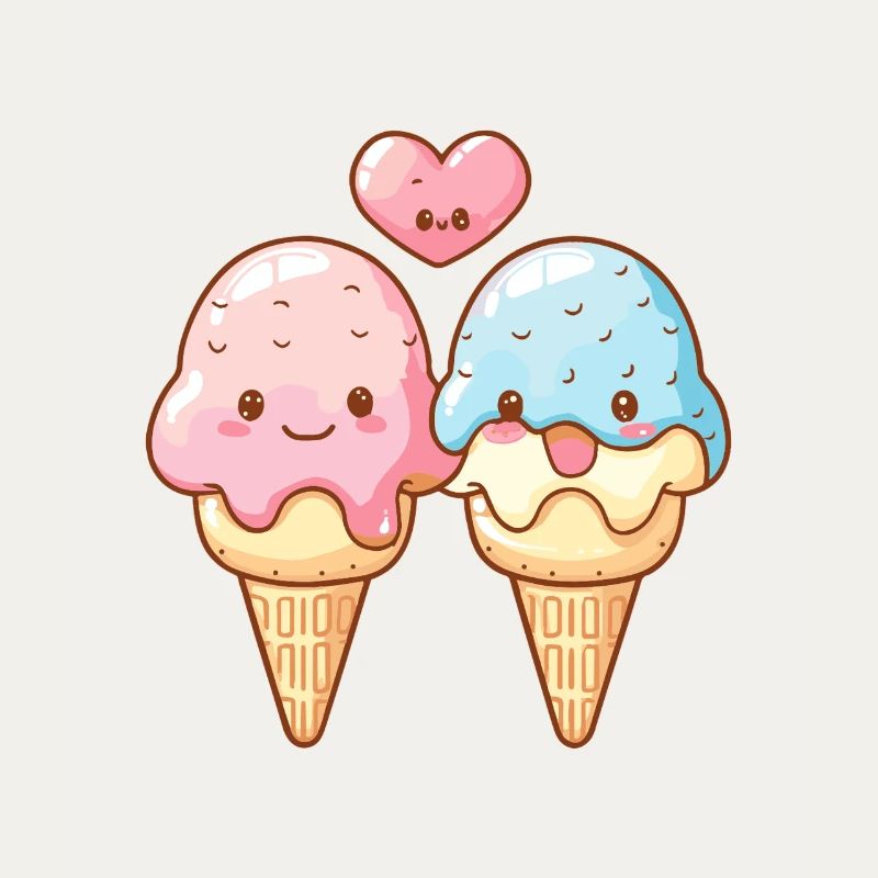 Eis Paar Liebe Herz Comic