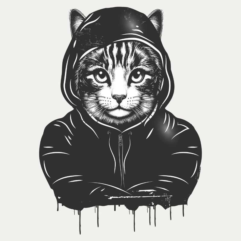Tête de chat avec capuche à capuche dans le style Graffiti