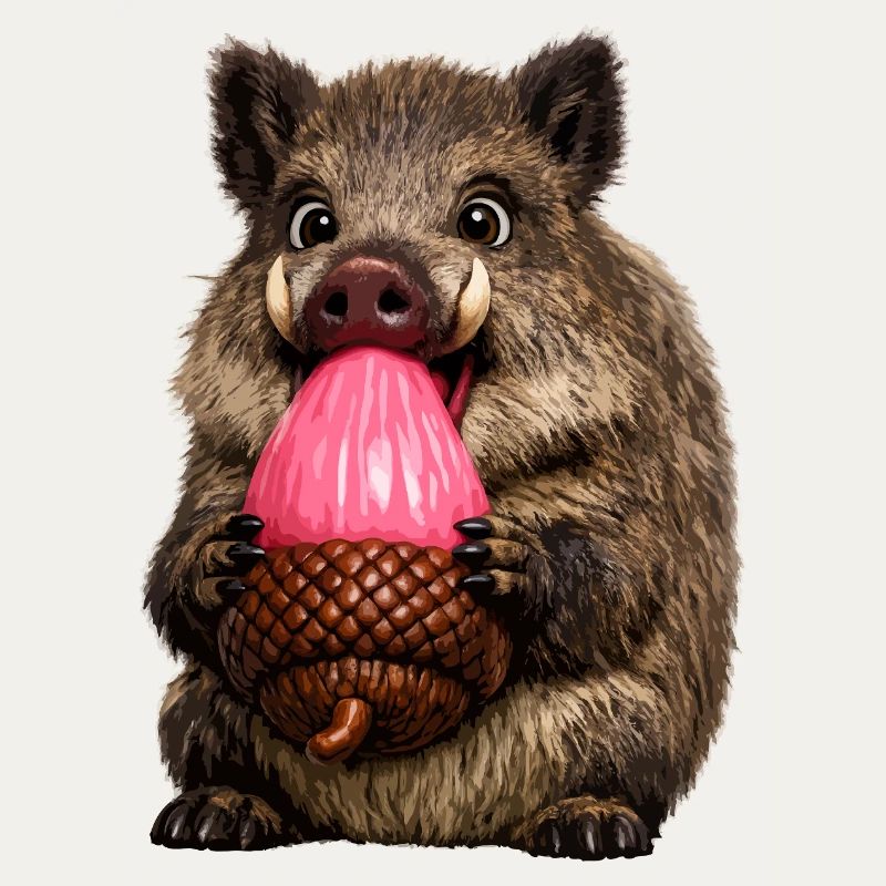 Wildschwein mit rosa Eichel