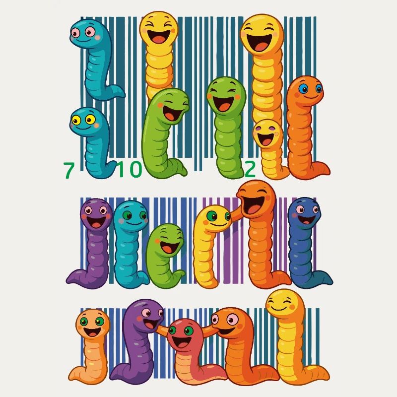Bunte Wurm-Barcode-Kollektion