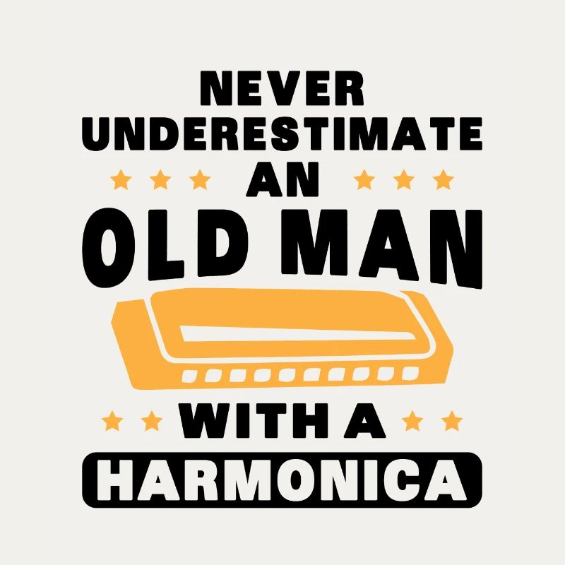 An old man with a harmonica