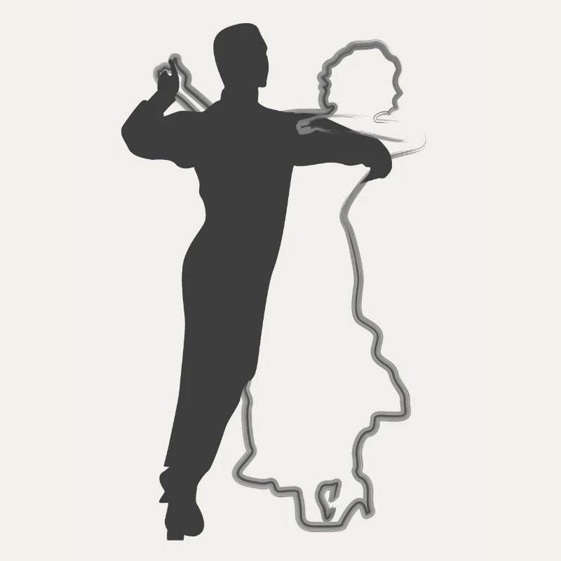 Elegant Dancing Couple Silhouettes Design