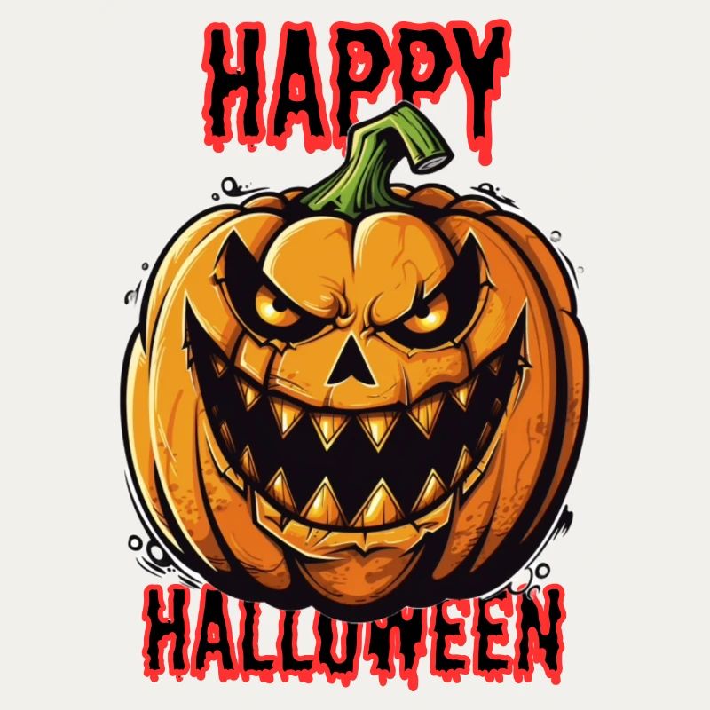 Spooky Halloween pumpkin with evil grin