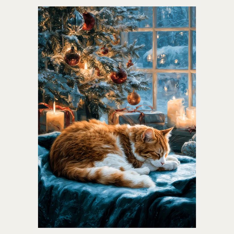 Gemütliches Weihnachts-Katzenschläfchen