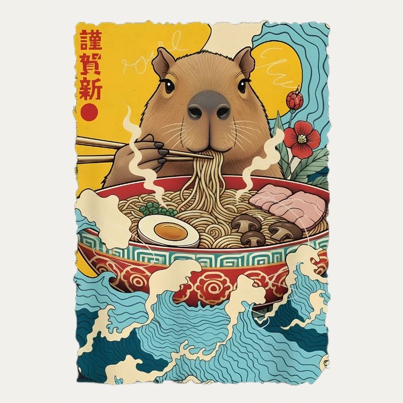 Capybara Eats Ramen Noodles