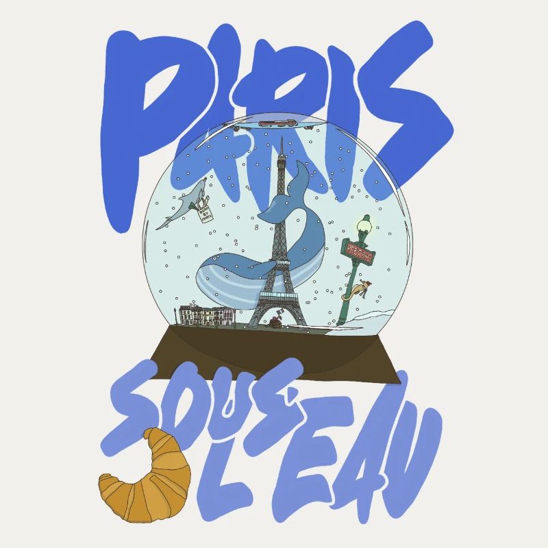 Paris Snowglobe Blue - Eiffel icon