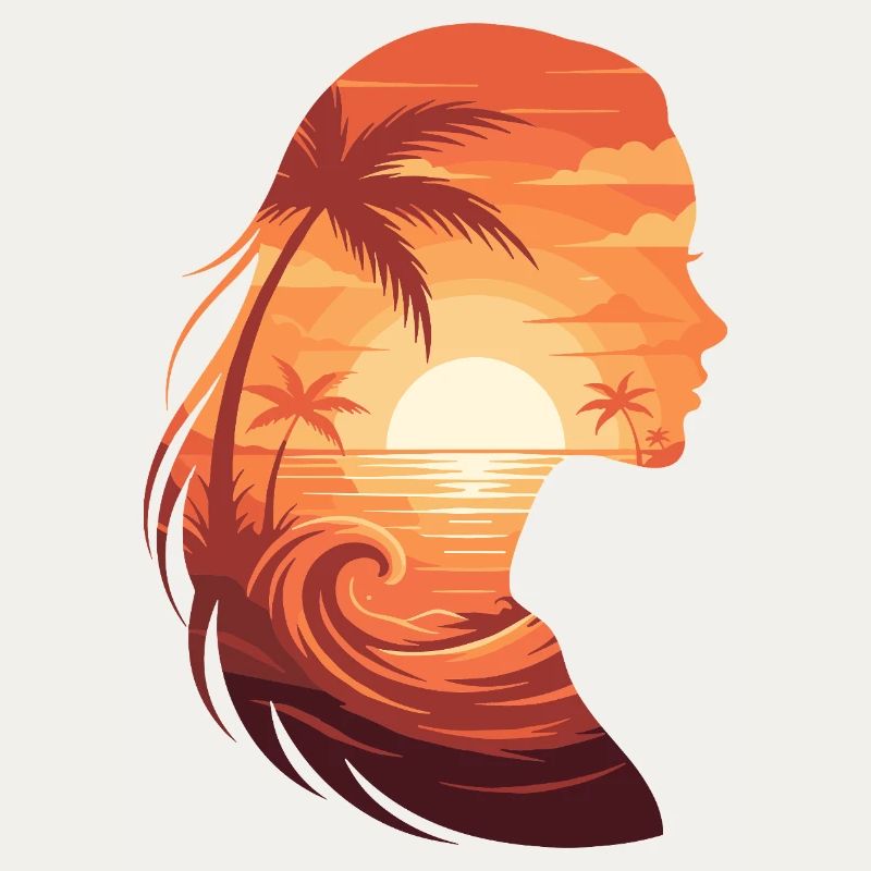 Profil de silhouette de coucher de soleil