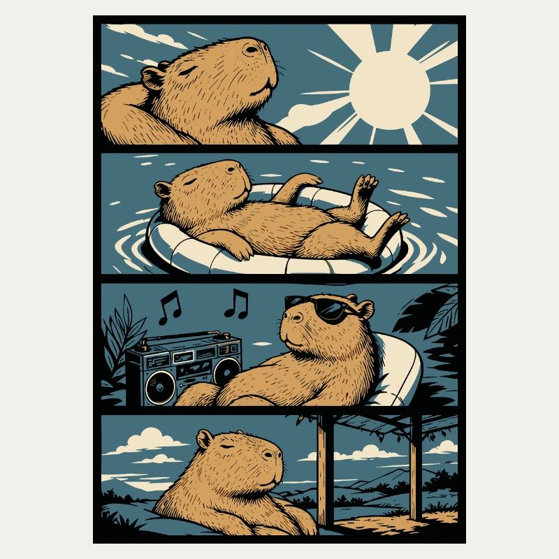 Chill Capybara Pool Vibes