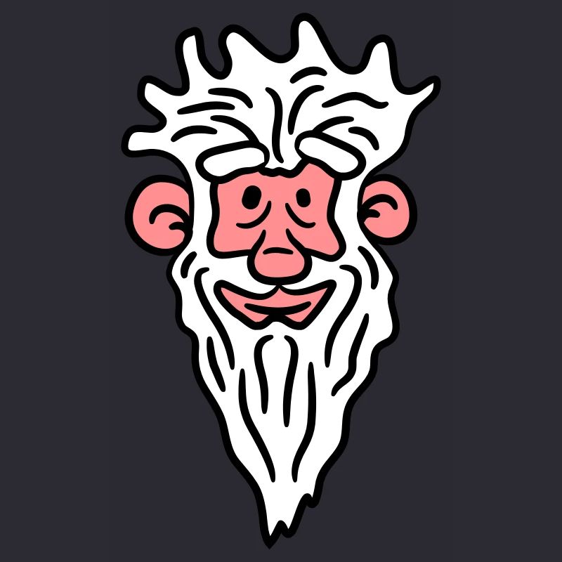 Funny Grandpa Face Comic Style Long Gray Beard