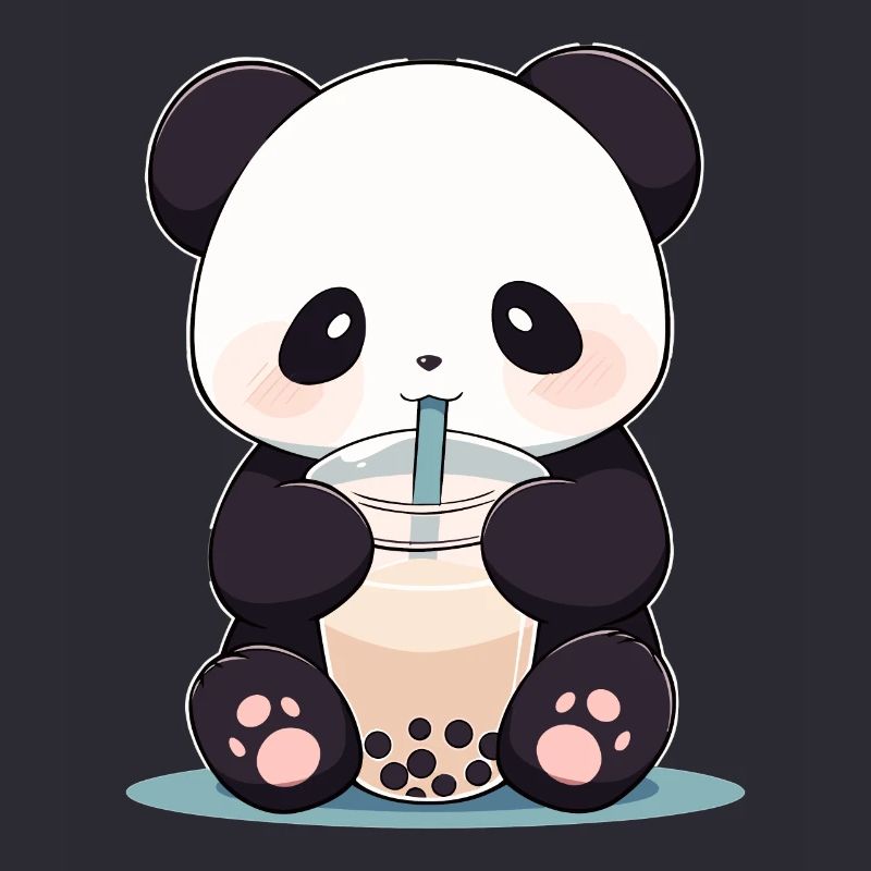 Kawaii Panda Drinks Boba Bubble Tea Chibi