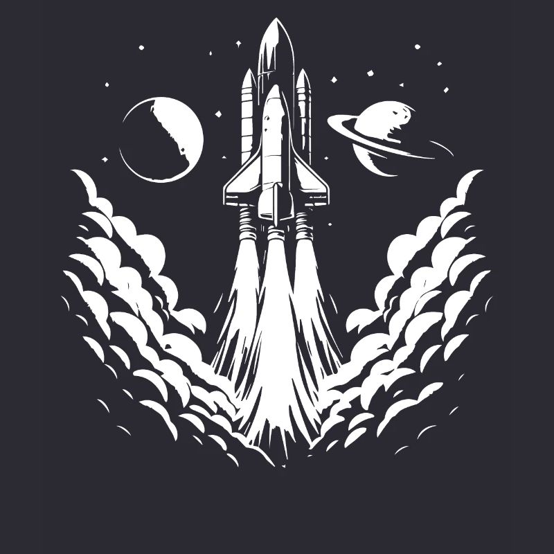 launching rocket, pixel art, outer space
