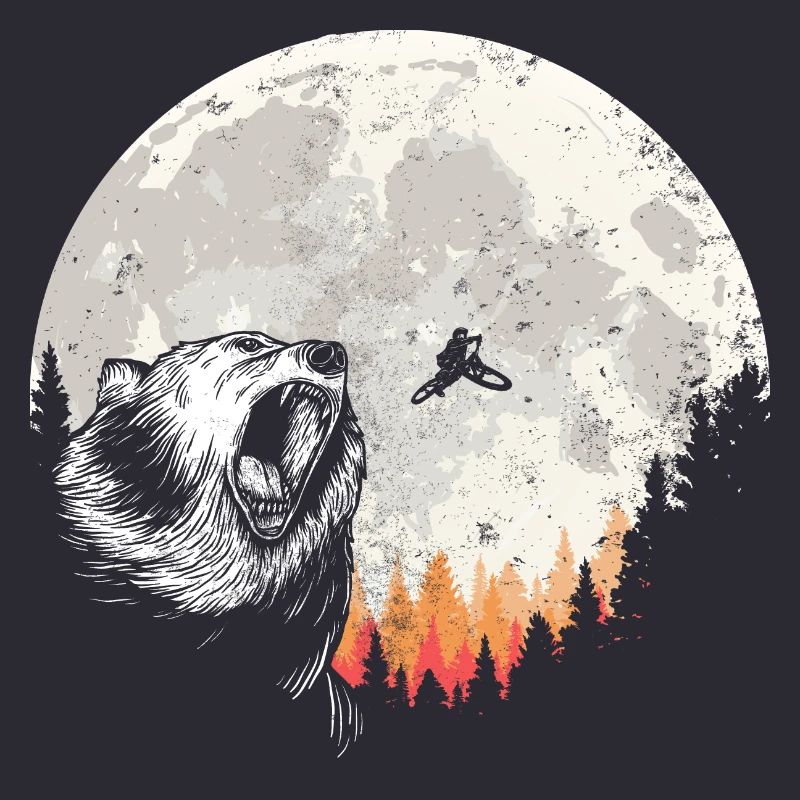 Bear Roar Under Moon Forest