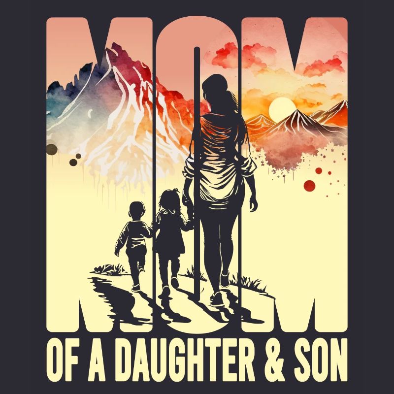 Mutter mit Tochter Sohn Muttertag Berge Mama Kind